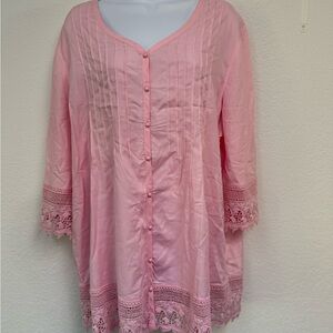 Blair Pink 3/4 Sleeve Embellished Tunic